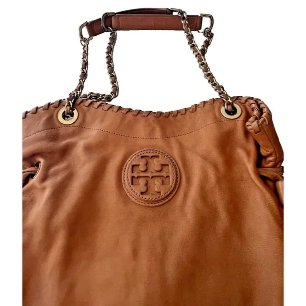 Designer Tory Burch Marion Brown‎ Leather Slouchy Boho Western Classic Purse
